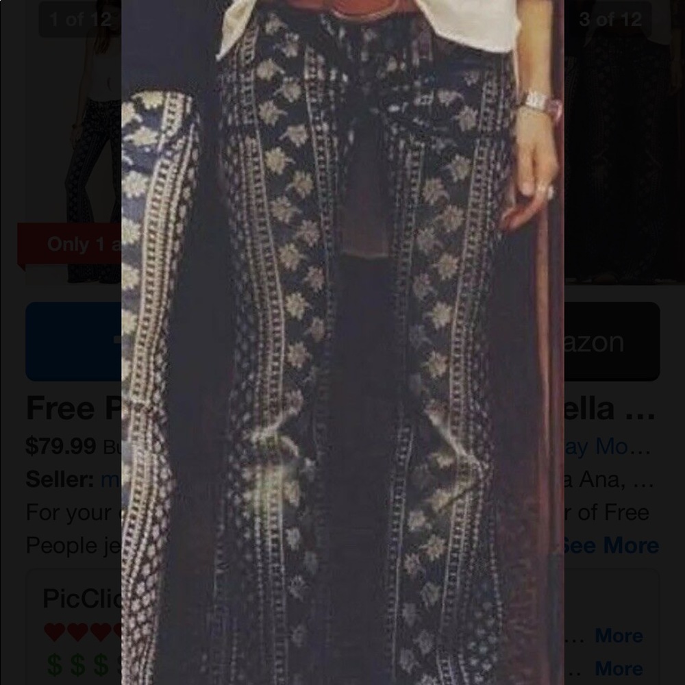 RARE FREE PEOPLE BALI painted super flares sz 28 - Picture 3 of 8